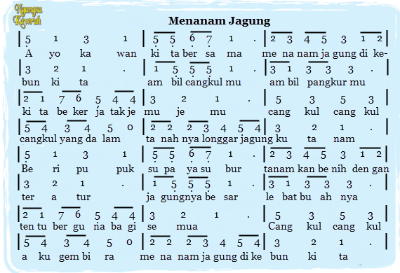 Lagu Menanam Jagung Dan Not Angka