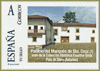Sello personalizado del Palacio del Marqués de Santa Cruz, sede colección Ornia, en Pola de Sïero