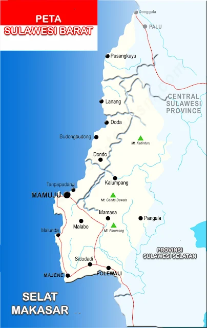 Gambar Peta Sulawesi Barat Lengkap 6 Kabupaten