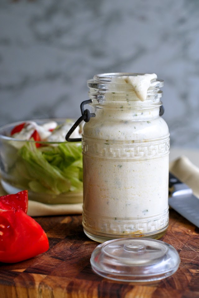 Homemade Creamy Italian Dressing, made with parmesan, garlic, and fresh herbs, is perfect for topping a salad or serving as a vegetable dip.
