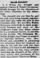 Alfred Ridste Sues Charles Fenner 1919