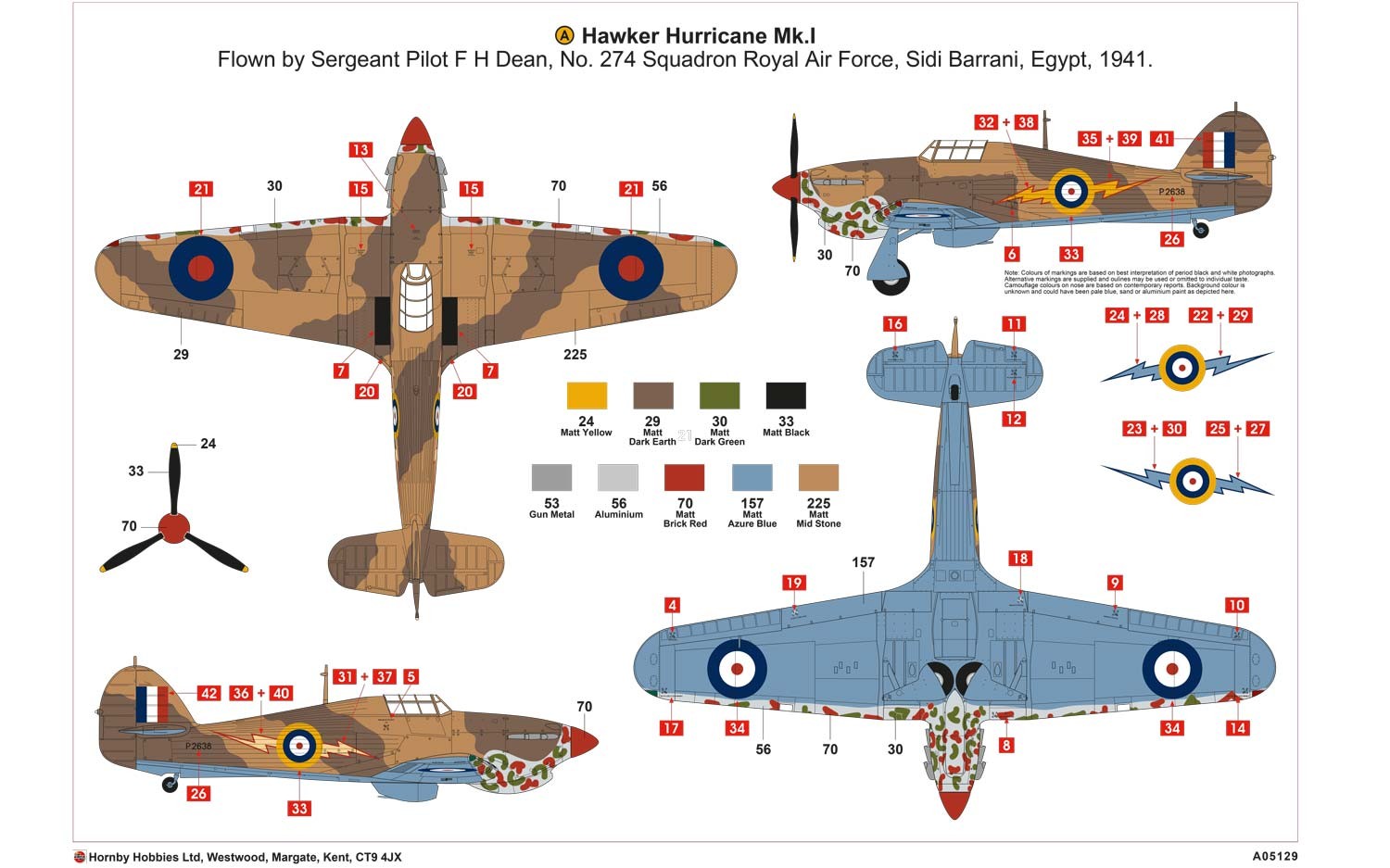 Airfix Hawker Hurricane Mk.I Tropen-Version - 1:48 Modellbausatz