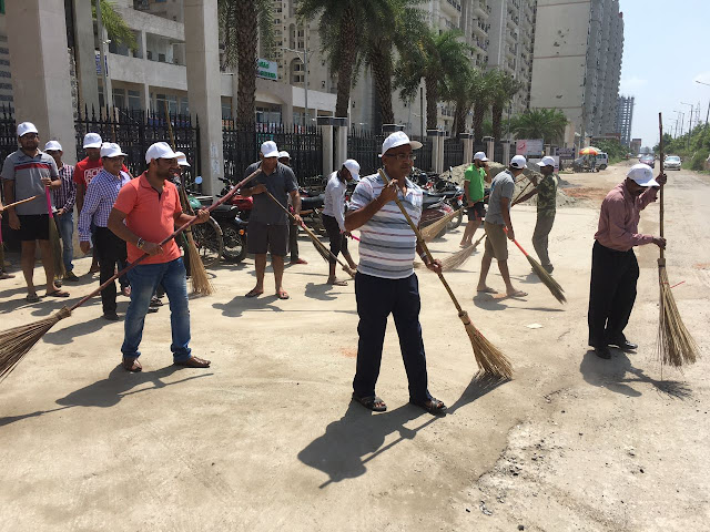 Residents at Sikka Karmic Greens geared up for the cleanliness drive Residents at Sikka Karmic Greens geared up for the cleanliness drive