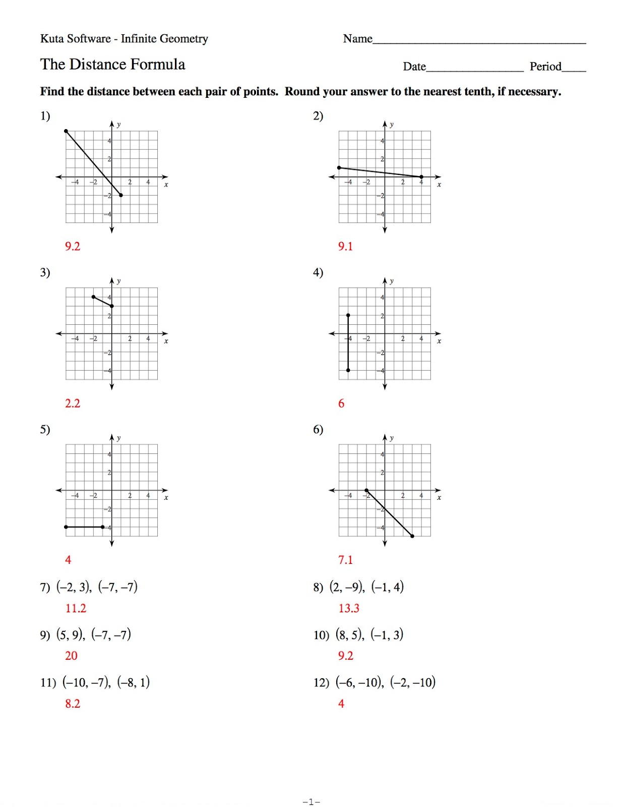 Math with Ms. Green: Distance Formula Solutions