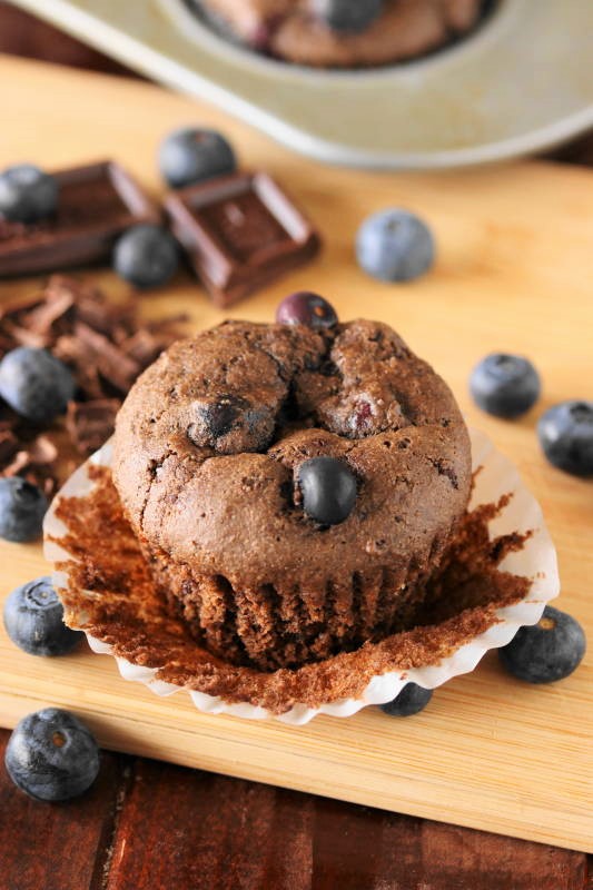 Dark Chocolate Blueberry Muffins The Kitchen is My Playground