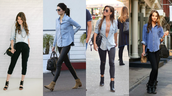 formas de usar camisa jeans camisa jeans com calca preta