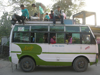 overcrowded bus in Chitwan Nepal
