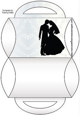 Wedding Silhouettes: Free Printable Boxes. Free Printable Pillow Box for Weddings.