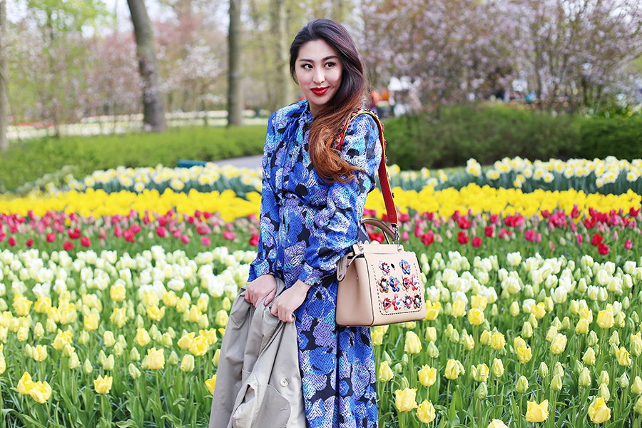 Taking the Fendi 'Fashion Show Dot Com' handbag from the new Flowerland Spring/ Summer 2016 Collection for a spin at Keukenhof gardens, The Netherlands.