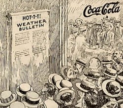 Propaganda da Coca-Cola em 1900 para combate ao calor.