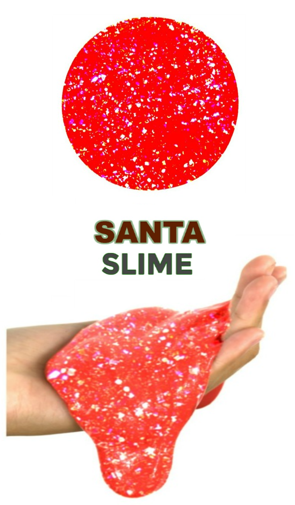 SANTA SLIME FOR KIDS: Only 2-ingredients & smells just like Christmas! #Santaslime #Christmascraftsforkids #slimerecipes #slime #slimerecipe #artsandcraftsforkids