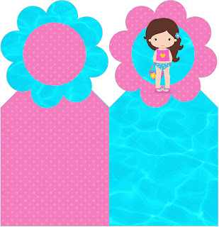 Fiesta en la Piscina para Niña Morena: Imprimibles Gratis. Para marcapáginas de Fiesta en la Piscina para Niña Morena.