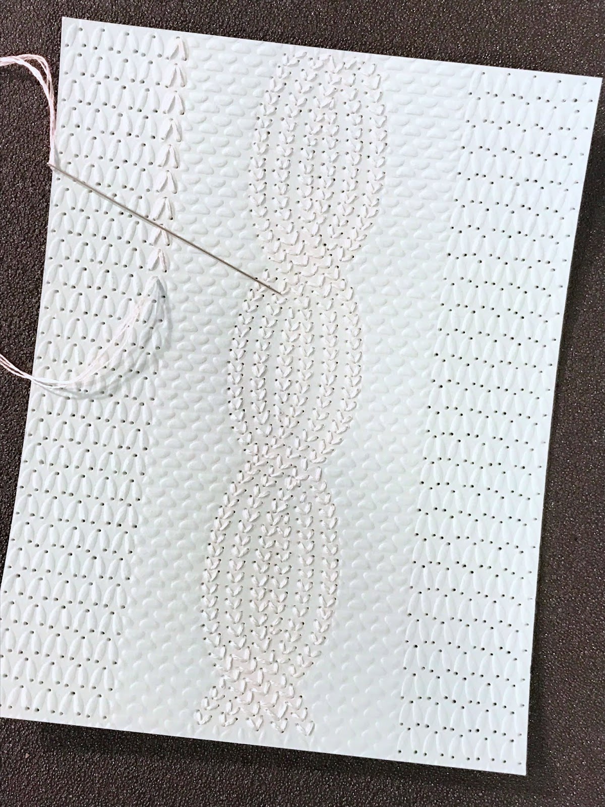 Stitch Your Embossing Folders A Christmas in July Card stitches in paper