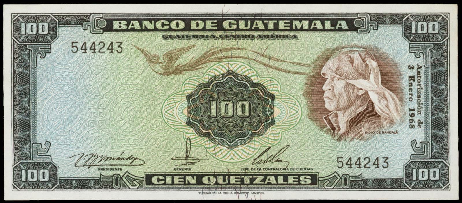 Guatemala 100 Quetzales banknote 1968World Banknotes & Coins Pictures