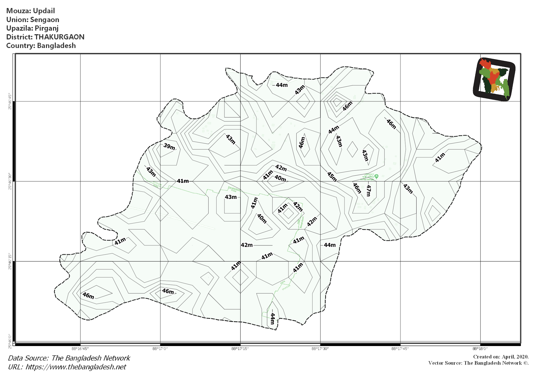 Map of Updail Mouza of Pirganj Upazila, THAKURGAON Map of Updail Mouza of Pirganj Upazila, THAKURGAON, Bangladesh.