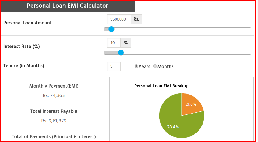 Emi Chart For Personal Loan