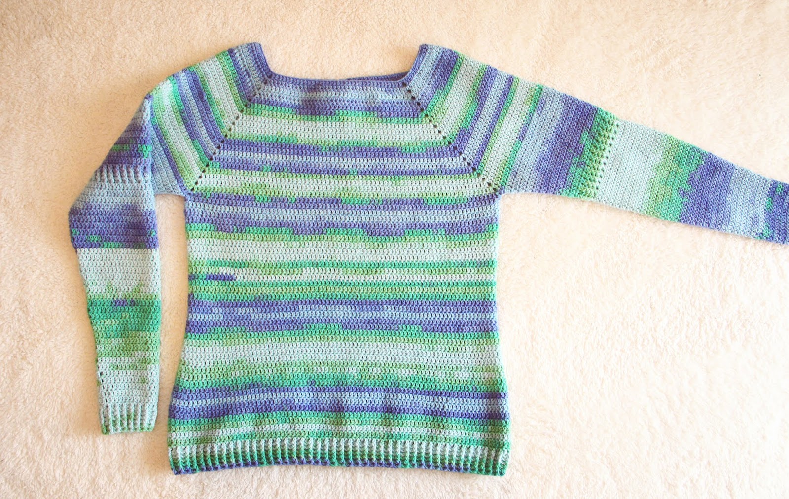 Jersey Multicolor Con Manga Ranglan Crochet Pretty Anais