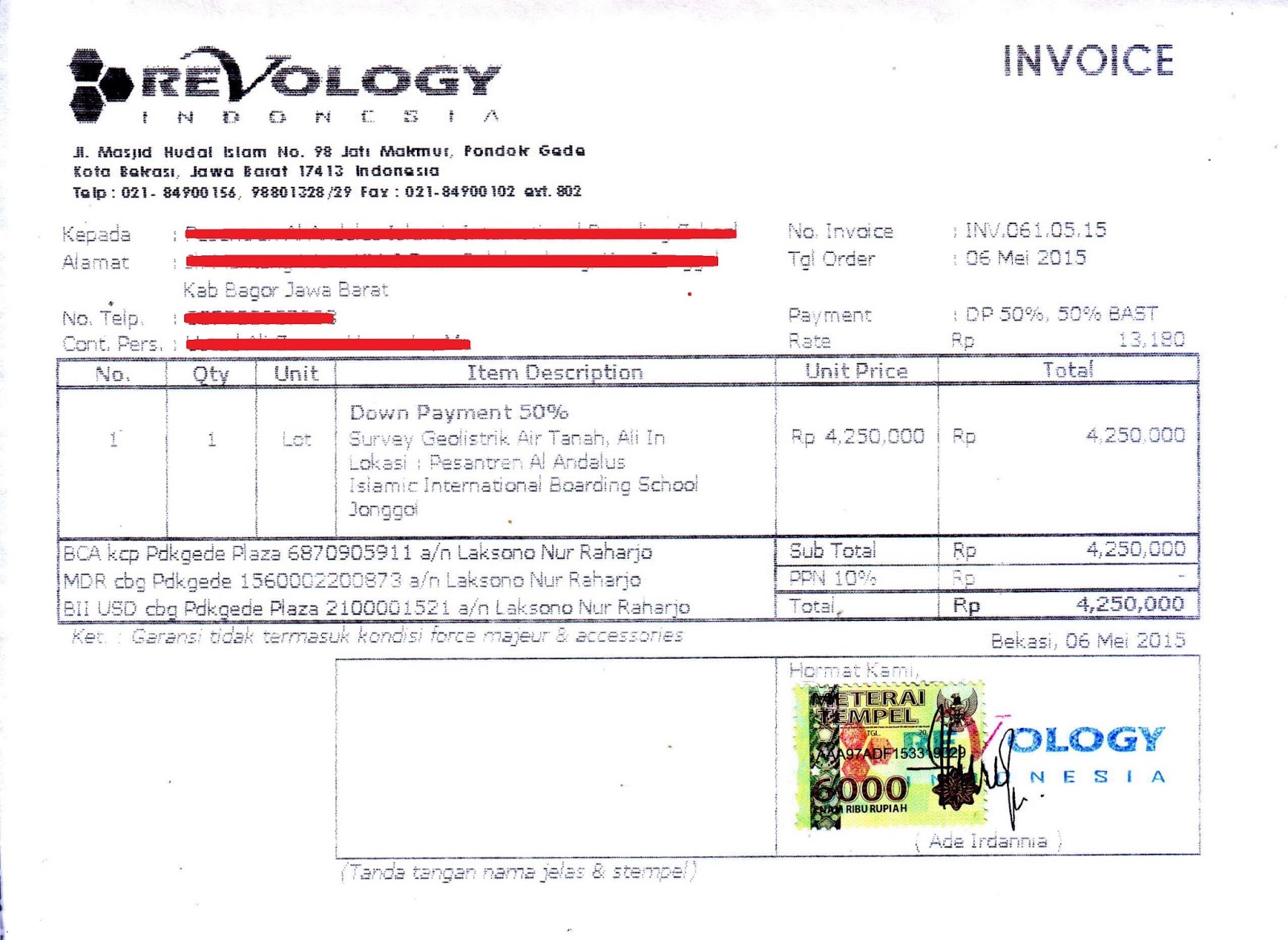 Contoh Format Invoice Atau Surat Tagihan Brankas Arsip