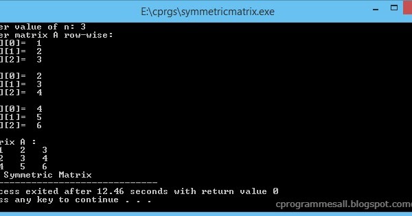 C Programs: Symmetric Matrix
