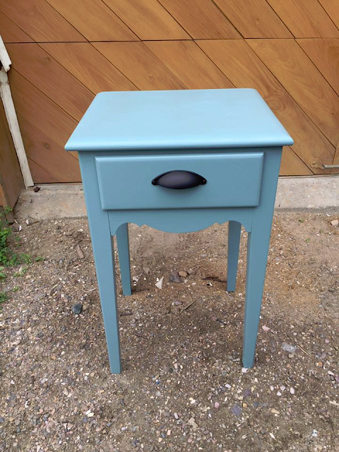 Side Table painted blue new hardware