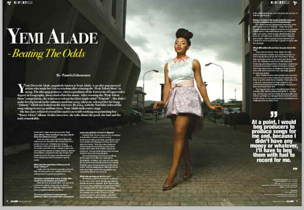 Nigeria musician Yemi Alade is king on the front of Vanguard Allure (Photos)