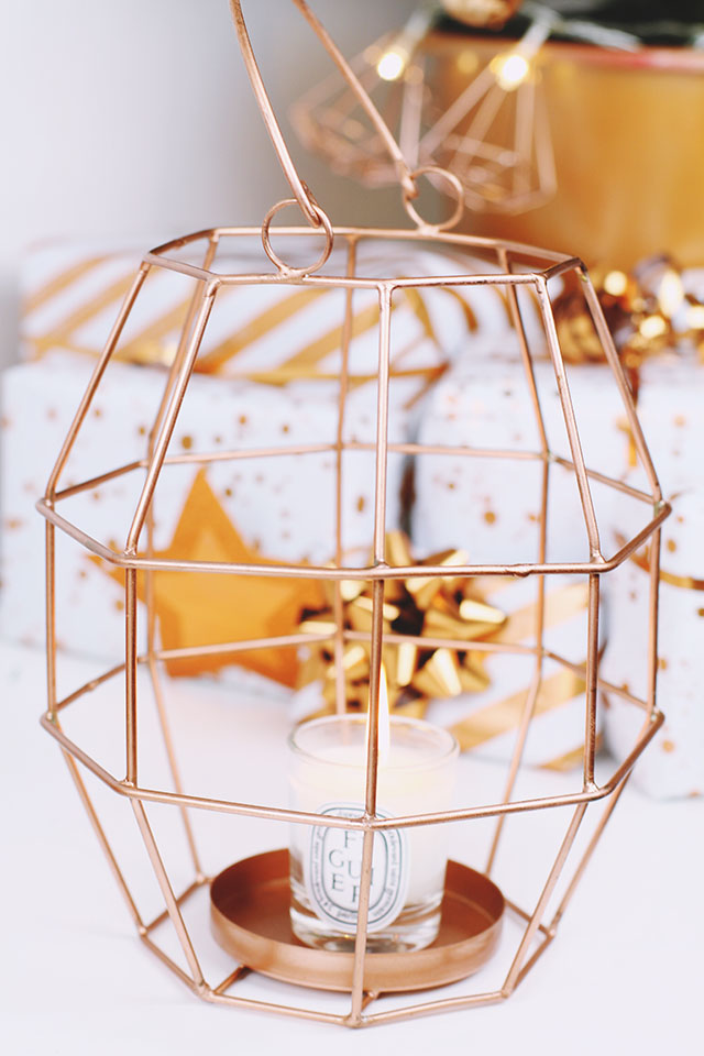 Copper geometric candle holder