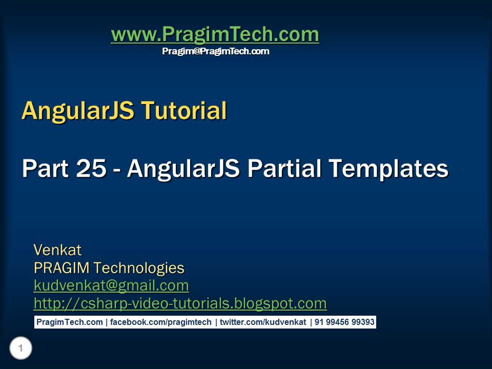Sql server, .net and c# video tutorial: Angularjs partial templates