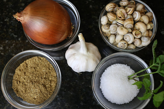 Ingredientes para caracoles guisados