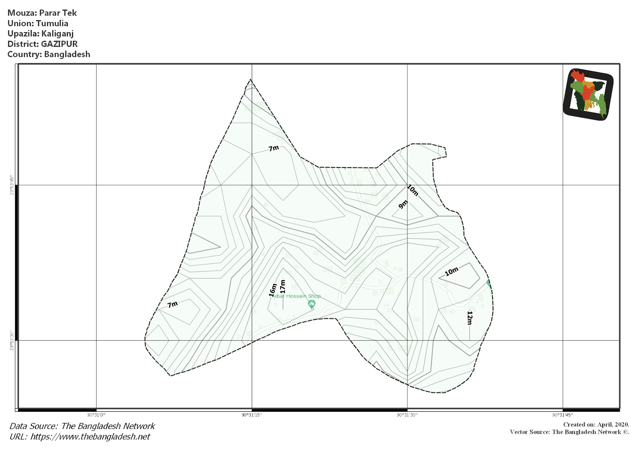Map of Parar Tek Mouza of Kaliganj Upazila, GAZIPUR, Bangladesh.
