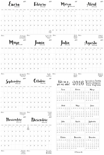 Calendarios mensual y anual 2016 @pamonisimayo