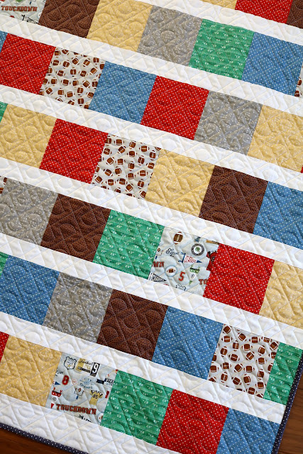 Line Up quilt tutorial by Andy of A Bright Corner - charm pack quilt or layer cake quilt tutorial