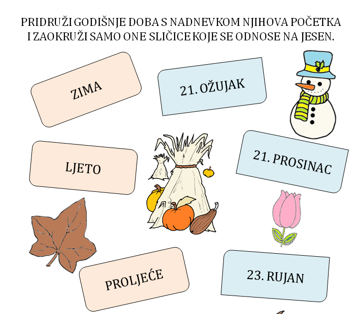 Zlatna Djeca Uz Prvi Dan Jeseni Radni Listovi