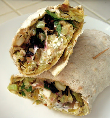 lavash with hummus and vegetables