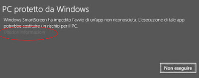 Windows SmartScreen ha impedito l'avvio di un'app non riconosciuta (Windows 10)