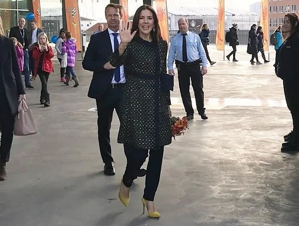 Crown Princess Mary wore Prada Coat, Gianvito Rossi Pumps and carried Quidam Alligator Clutch