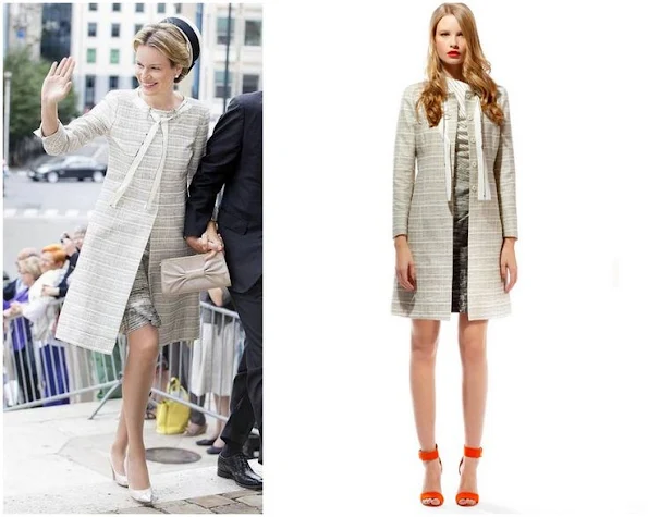 Queen Mathilde of Belgium wore Natan Coat in Grey, Queen Mathilde style