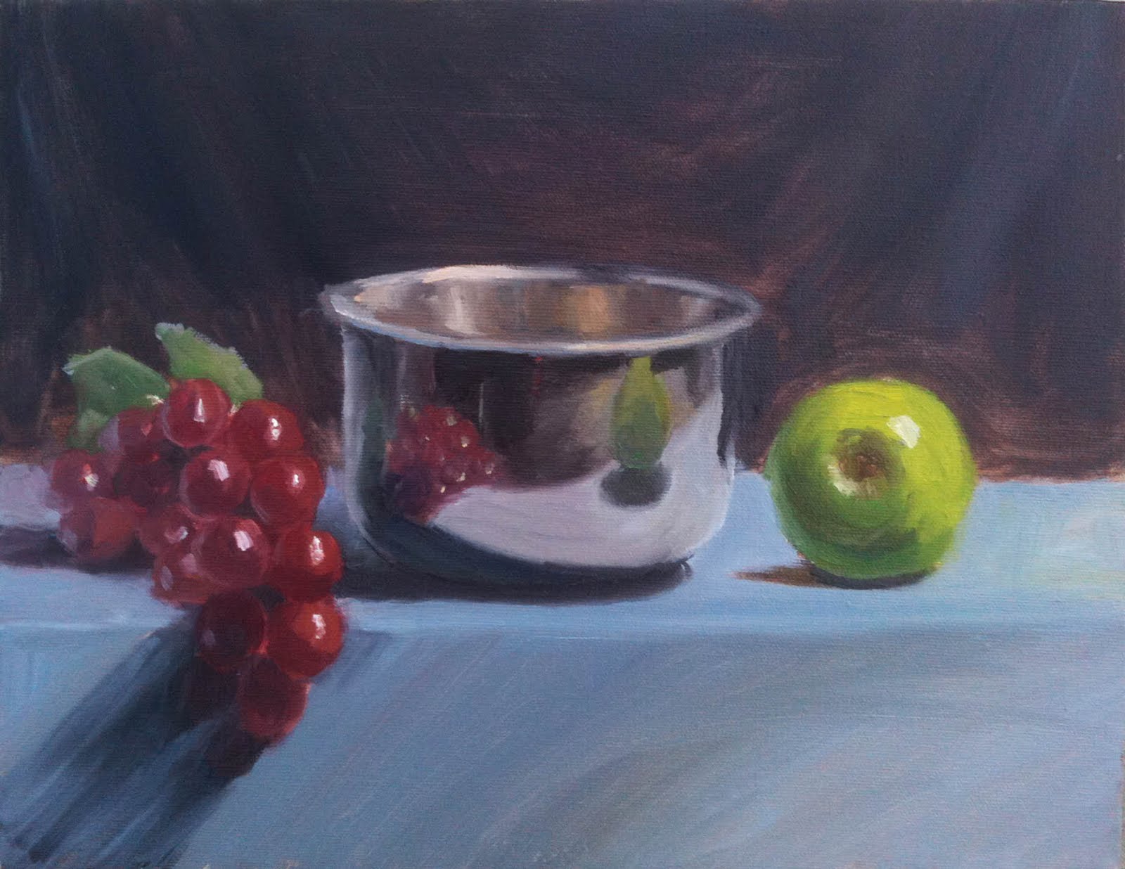 Fleeting Memories still life painting 6 highly reflective metal