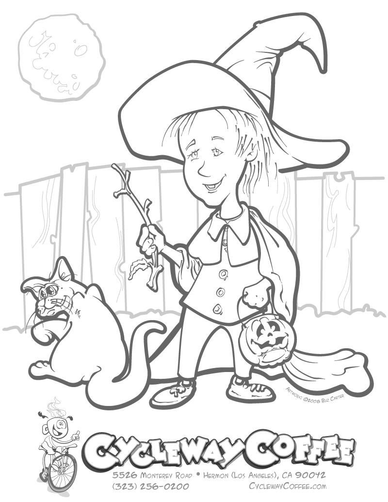 halloween cat girl coloring pages - photo #6
