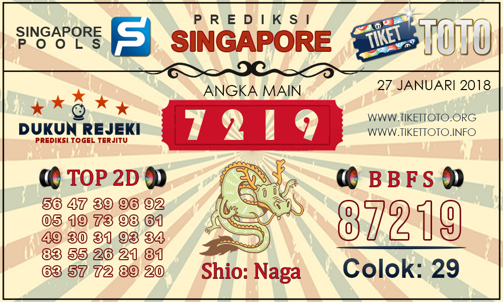 Prediksi Togel SINGAPORE TIKETTOTO 27 JANUARI 2019
