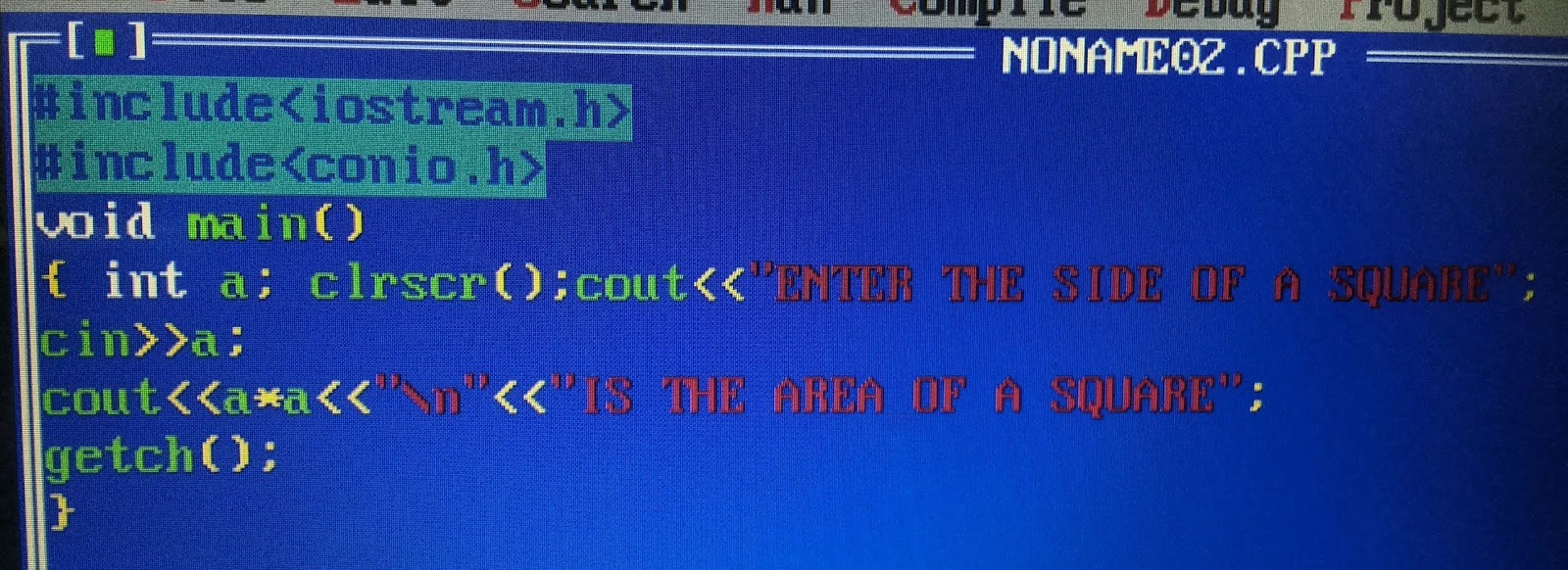 Program to find the area of a square