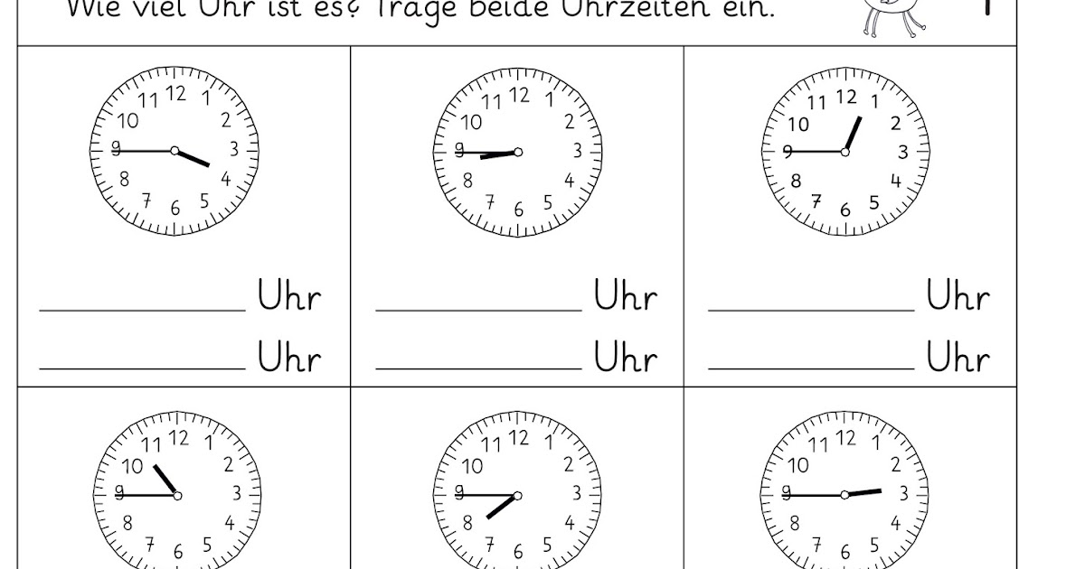 Lernstübchen Uhrzeiten ablesen viertel vor