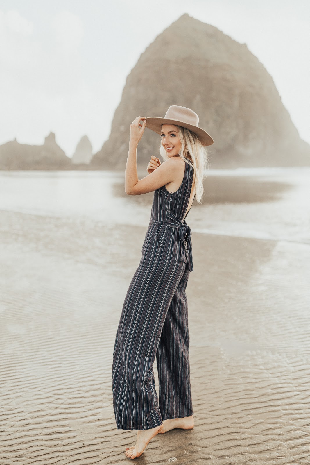 Striped jumpsuit // Cannon Beach, Oregon