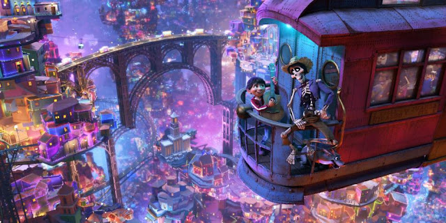 Coco es un nuevo prodigio de la técnica como todas las películas de la factoría Pixar, por ejemplo, en la escena en la que el protagonista llega al mundo de los muertos, lugar en el que se encuentra con sus ancestros, se necesitó renderizar la escena con 7 millones de fuentes de luz.