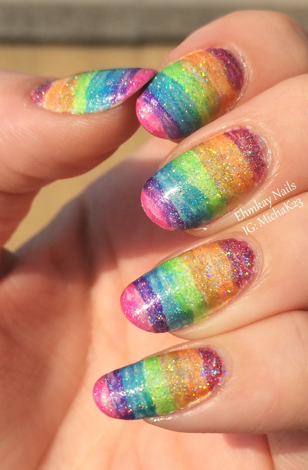 ehmkay nails: Cirque Colors Holographic Rainbow Stripes Nail Art