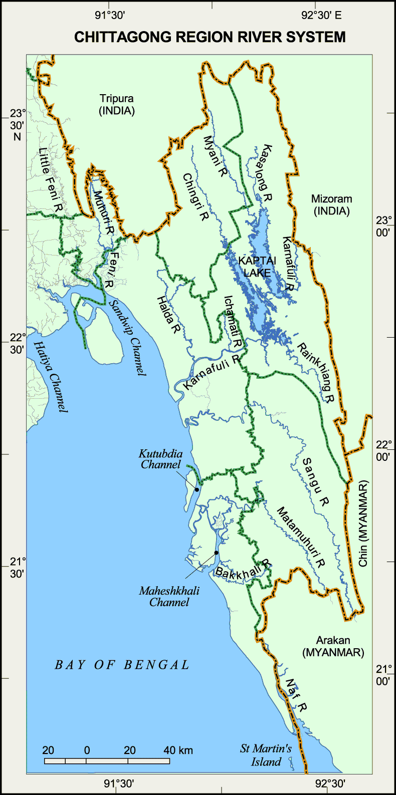 Chittagong Region River System Map Bangladesh