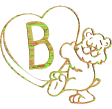 Abecedario de Osito con Corazón. Golden Alphabet with a Bear and a Heart.