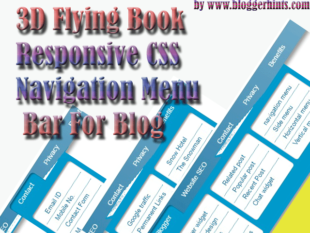 3D Flying Book Responsive CSS Navigation Menu Bar For Blog