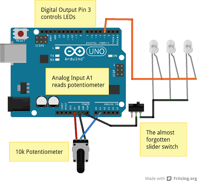 Potentiometer Controlled LEDs ~ Brickoleur, What We Make of Things