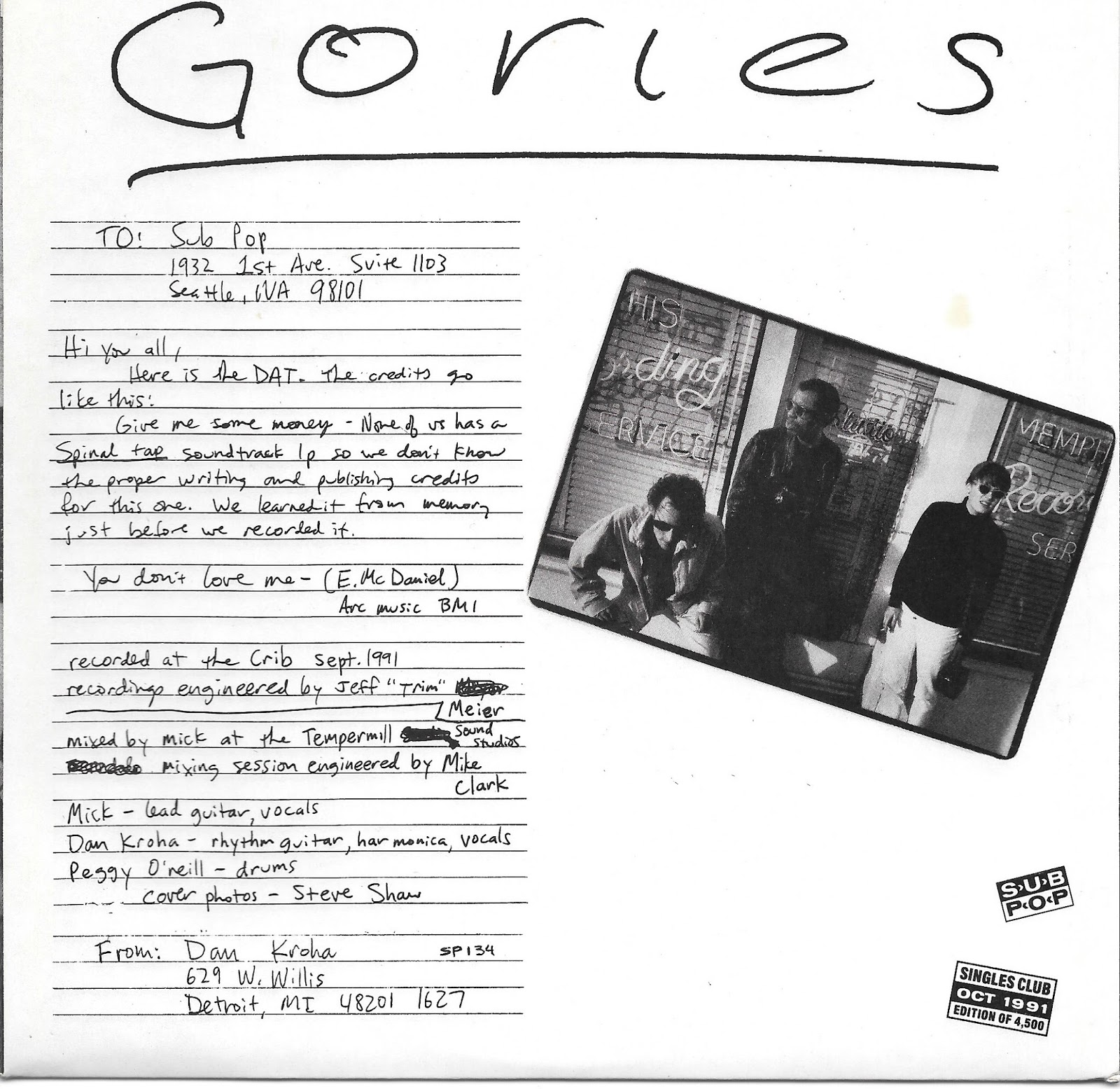 The Gories - Give Me Some Money - You Don't Love Me The Gories - Give Me Some Money - You Don't Love Me