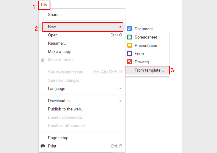 Acessando galeria de templates Google Docs Acessando galeria de templates Google Docs